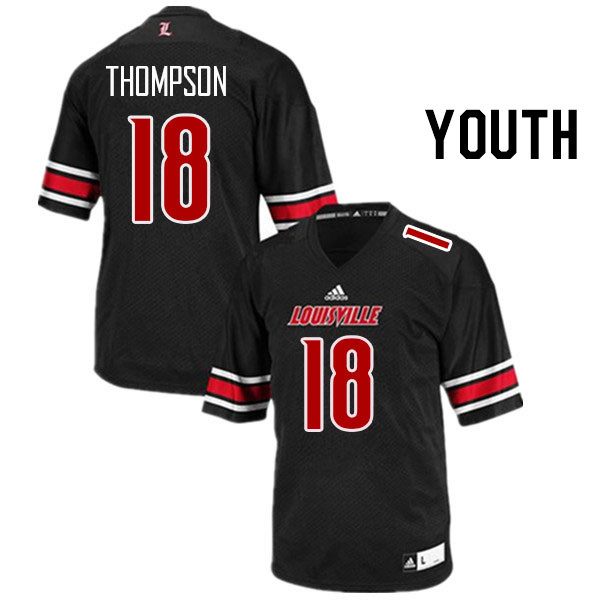 Youth #18 Jadon Thompson Louisville Cardinals College Football Jerseys Stitched Sale-Black